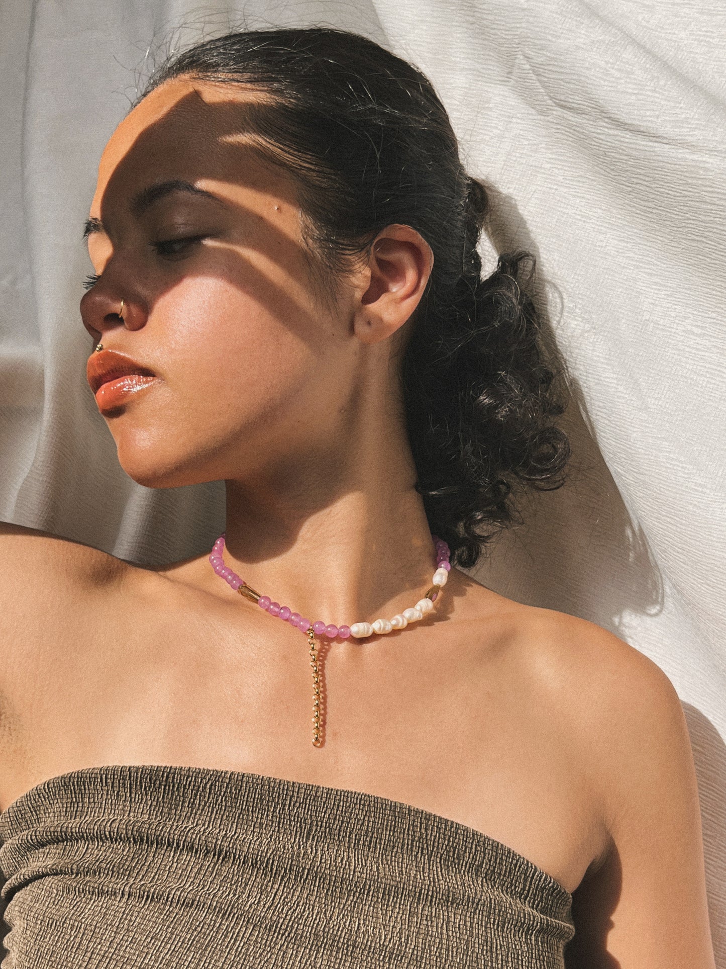 one of a kind paarse agaat kralen ketting