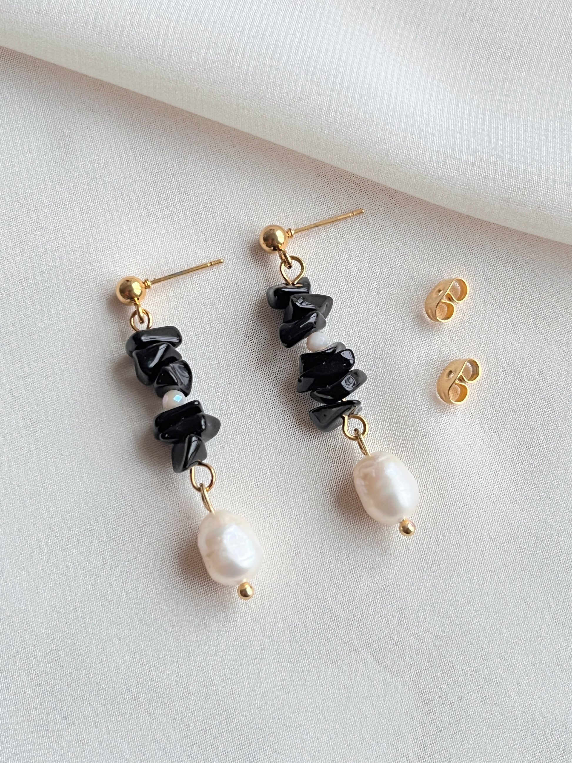 unieke oorbellen met obsidiaan, cadeau idee voor vrouw