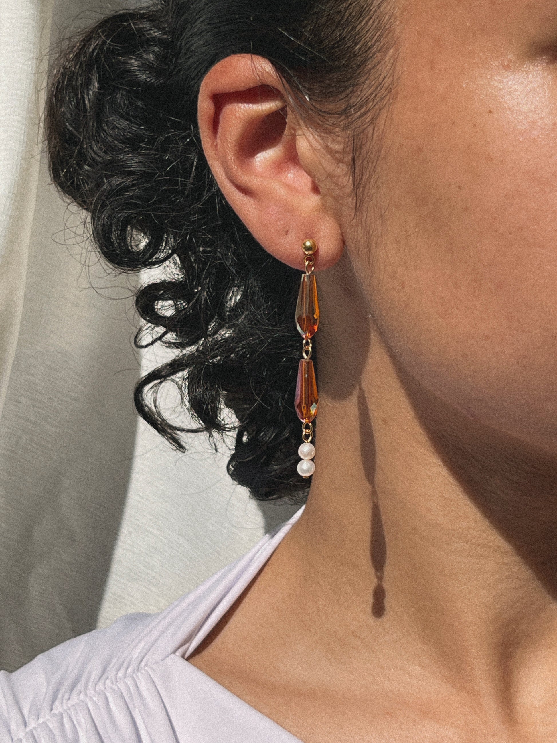 glaskralen druppel oorbellen met parels, kleurrijke sieraden voor in de zomer en winter