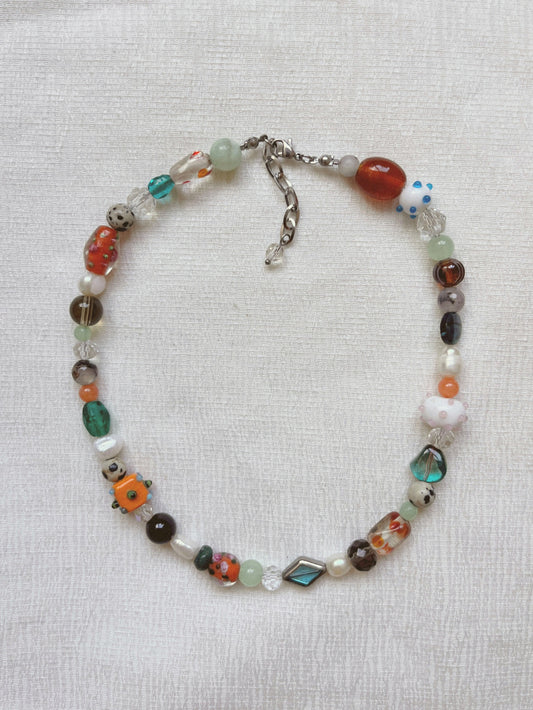 unieke kralenketting met lampwork kralen